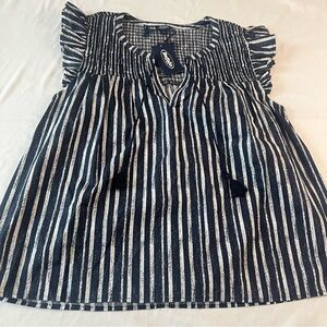 Buffalo David Bitton Suttonella Smocked Stripe Blouse NWT Medium